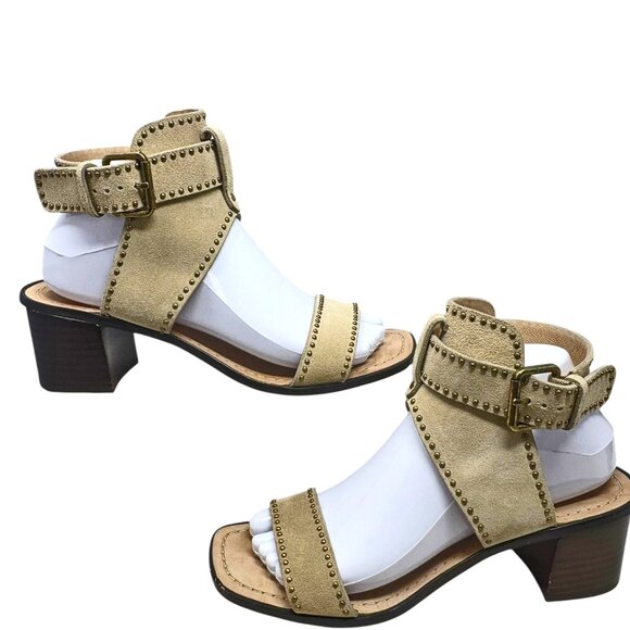 Banana‎ Republic Daze Sand Suede Studded Ankle Strap Block Heel Sandal - Picture 6 of 11